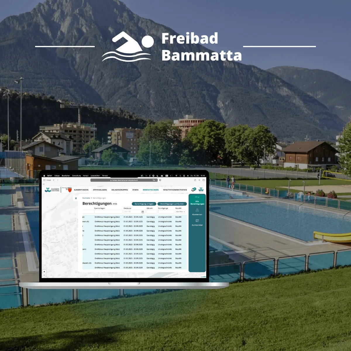 Zugangssystem für das Freibad Bammatta